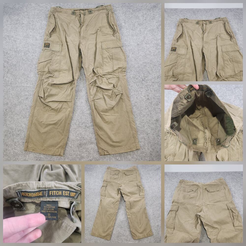 VTG Abercrombie & Fitch Cargo Pants Mens Small Military Trooper Utility Pockets